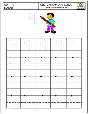 okul öncesi 1 sayısı çizgi çalışması